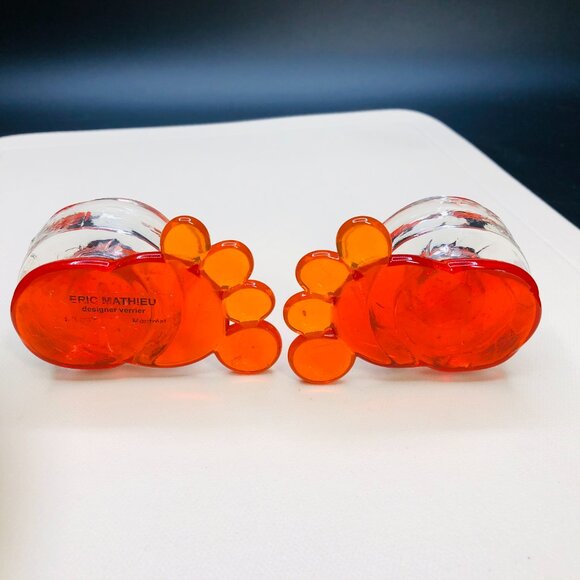 Vintage 90s Fused Glass Candleholder "Barefoot" Set: Eric Mathieu Designer MTL - Picture 7 of 10